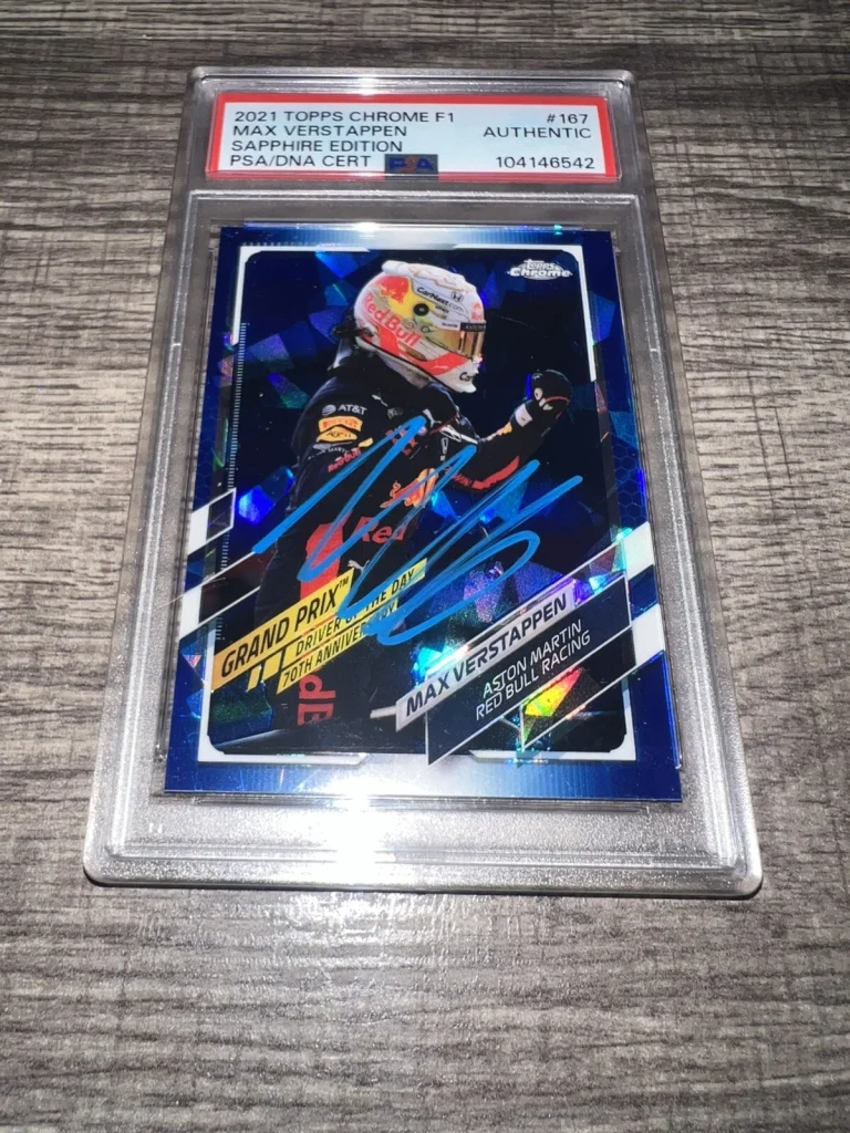 Max Verstappen Signed 2021 Topps Chrome Sapphire F1 Card #167 Champion PSA/DNA
