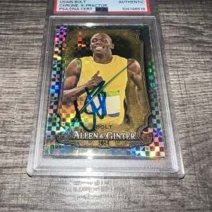 Usain Bolt Signed 2024 Allen & Ginter Trading Card #208 Chrome X-Fractor PSA/DNA