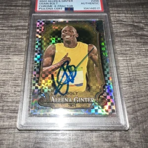 Usain Bolt Signed 2024 Allen & Ginter Trading Card #208 Chrome X-Fractor PSA #2