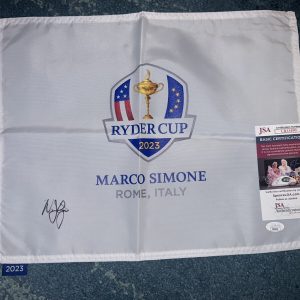 Nicolai Hojgaard Signed Official 2023 Ryder Cup Flag Marco Simone Champ JSA #2