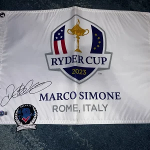 Rory McIlroy Signed Official 2023 Ryder Cup Flag Marco Simone Europe Beckett
