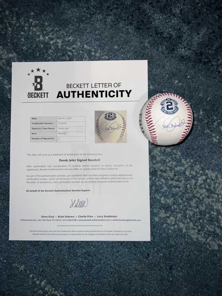 Derek Jeter Signed Official Major League Captain Baseball Stamped Beckett