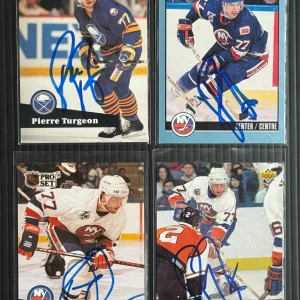 4x Pierre Turgeon SIGNED Autographed Auto NY Islanders Sabres Card lot