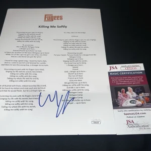 Wyclef Jean signed “Killing Me Softly” Lyric Sheet Music SuperStar Fugees JSA #3