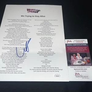Wyclef Jean signed “We Trying To Stay Alive” Lyric Sheet Music SuperStar JSA
