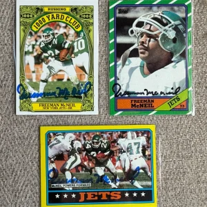3 Diff Freeman McNeil SIGNED Autographed NY Jets 1986 Topps Cards 1000 Yard Club