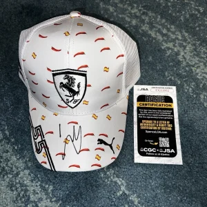 Carlos Sainz Signed Formula 1 Ferrari Racing Hat #55 Spanish GP Chili JSA Auth