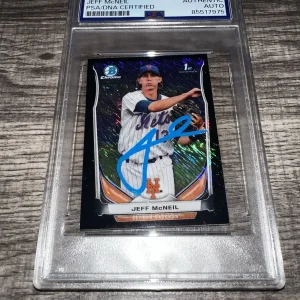 Jeff McNeil Signed 2014 1st Bowman Chrome Mini Black Trading Card Mets PSA/DNA