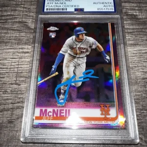 Jeff McNeil Signed 2019 Topps Chrome Rookie Trading Card New York Mets PSA/DNA