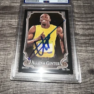 Usain Bolt Signed 2024 Allen & Ginter Trading Card #208 Black Jamaica PSA/DNA #2