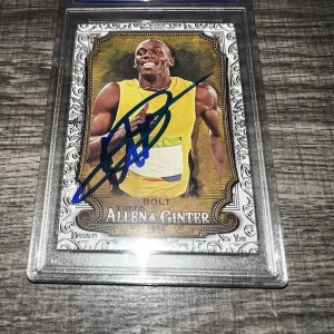 Usain Bolt Signed 2024 A&G Trading Card #208 Foil Filigree Jamaica PSA/DNA #2