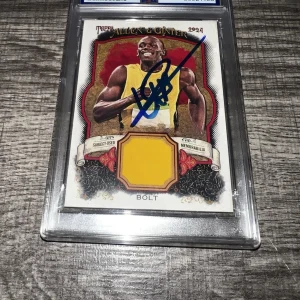 Usain Bolt Signed 2024 A&G Relic Trading Card #208 Gold Medal Legend PSA/DNA