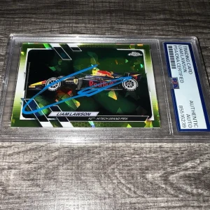 Liam Lawson Signed 2021 Topps Chrome Cracked Ice F1 Card #126 50/199 PSA/DNA