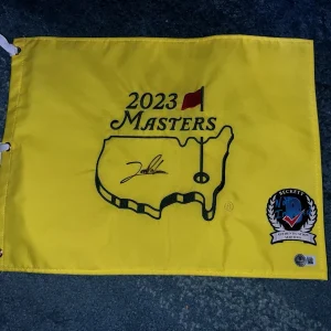 Jon Rahm Signed Official 2023 Masters Flag 2023 Champ Ryder Cup Legend Beckett
