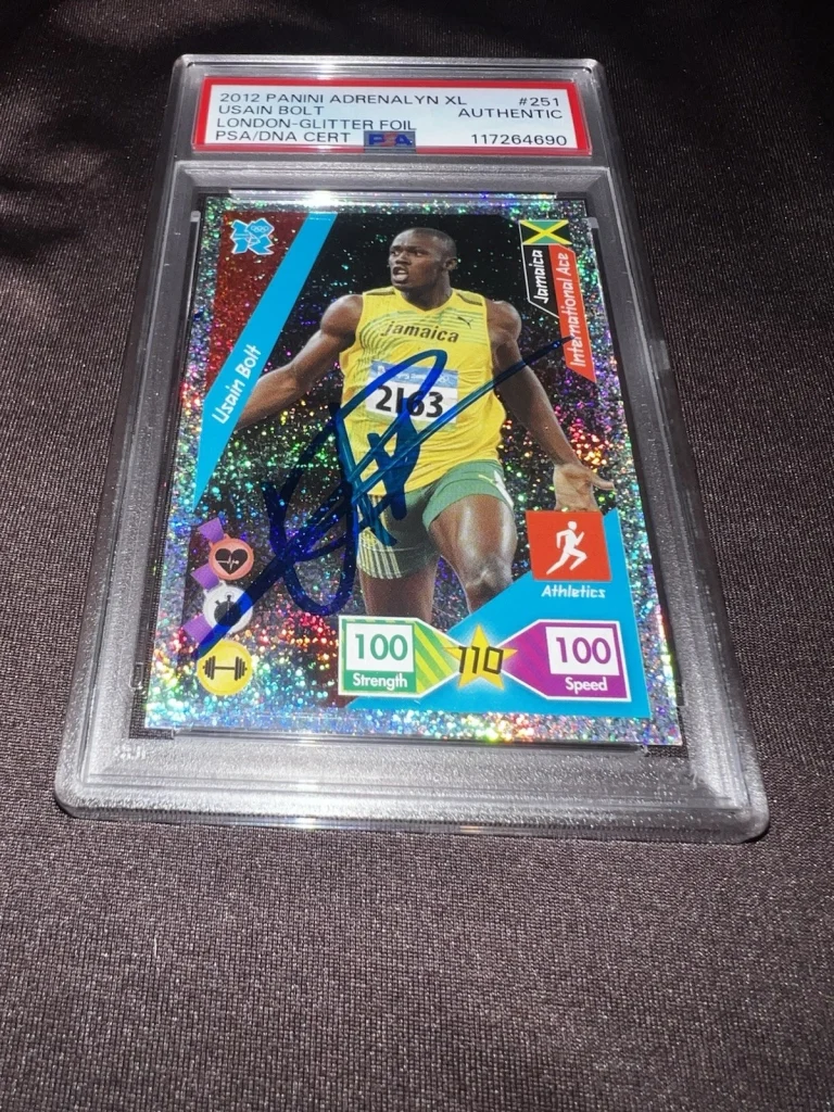 Usain Bolt Signed 2012 Panini Adrenalyn XL London Glitter Foil Card PSA/DNA #2