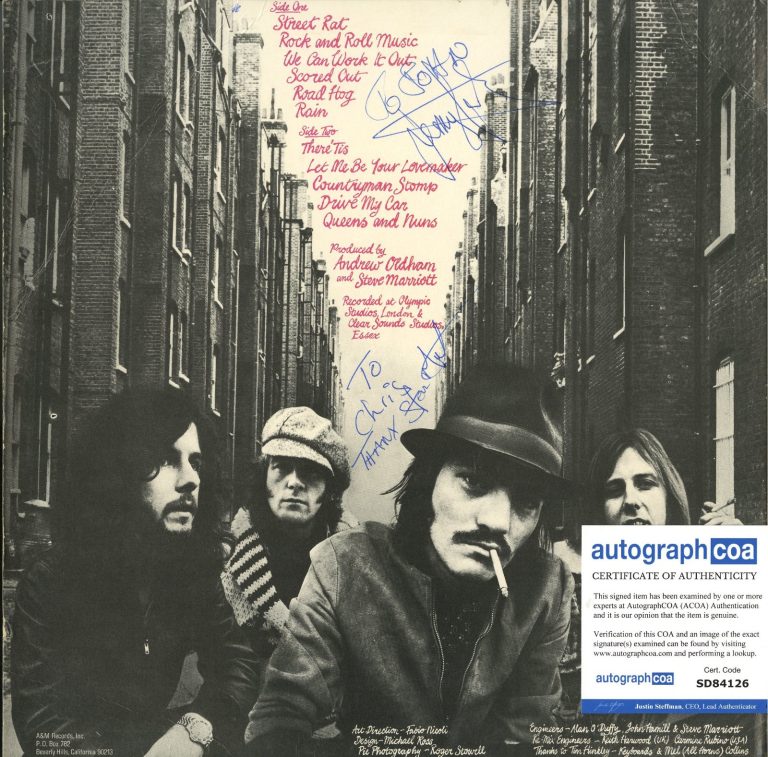 Humble Pie Vinyl Record signed Steve Marriott, Jerry, Street Rats. ACOA