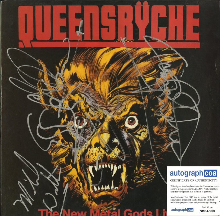 QUEENSRYCHE The New Metal Gods LIVE signed Geoff, Chris, Mike, Eddie, Scott ACOA