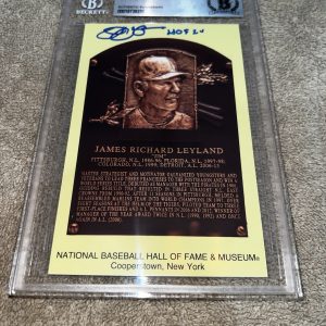 Jim Leyland Signed Official MLB HOF Plaque Postcard Cancelled Stamp Beckett
