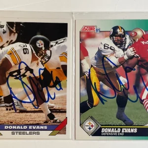 2x Donald Evans SIGNED Autographed Pittsburgh Steelers Card lot of 2