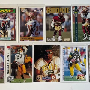 9X Terrell Buckley SIGNED Autographed Packers Florida State Rookie card lot of 9