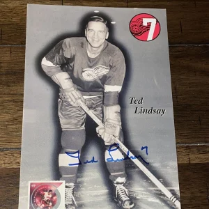 Ted Lindsay SIGNED Detroit Red Wings HOF 66 SIGNED Autographed Flyer Booklet