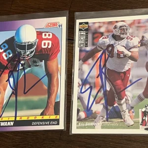 2x Eric Swann SIGNED Autographed Arizona Cardinals Rookie RC Card lot