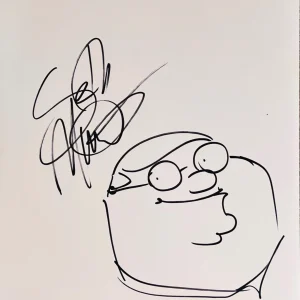 Seth MacFarlane SIGNED Original Hand Drawn Art Peter Family Guy Sketch w Beckett