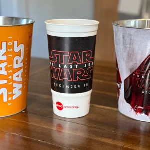 2X Star Wars VIII The Last Jedi Popcorn Tin Bucket  AMC Theaters New + Soda Cup