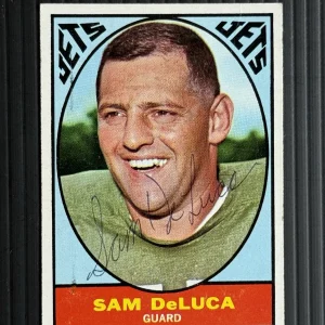 Sam DeLuca  SIGNED Autographed Auto NY Jets 1967 Topps Card RARE Super Bowl 3
