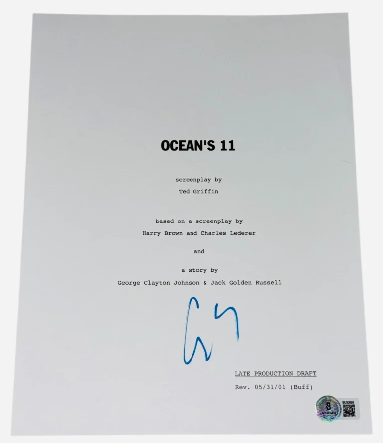 George Clooney Signed Autograph Ocean's 11 Movie Script Screenplay Beckett BAS