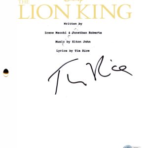 Tim Rice Signed The Lion King Full Script Authentic Autograph Beckett