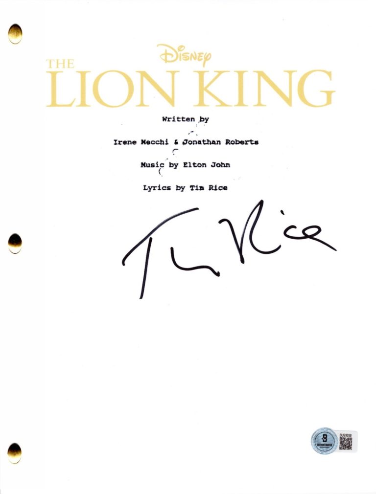 Tim Rice Signed The Lion King Full Script Authentic Autograph Beckett