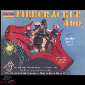 Richard Petty signed 1977 Firecracker 400 Program JSA COA NASCAR Auto Win E322