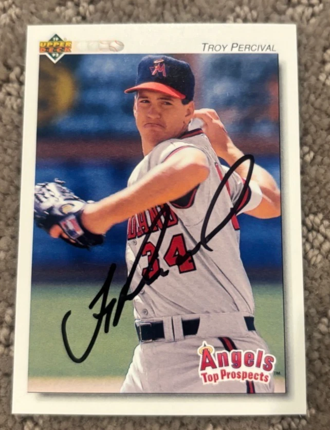 1992 Upper Deck Minors Troy Percival signed autographed card Midland Angels