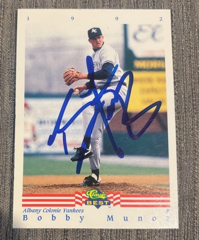 1992 CLASSIC BEST BOBBY MUNOZ SIGNED AUTOGRAPHED CARD ALBANY-COLONIE YANKEES #6 COLLECTIBLE MEMORABILIA