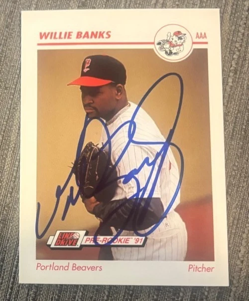 Signed Autographed card 1991 Line Drive AAA #402 Willie Banks Portland Beavers