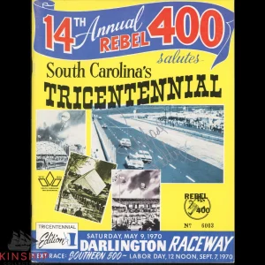 Richard Petty signed 1970 Rebel 400 Program JSA COA NASCAR *Flip/Crash* R319