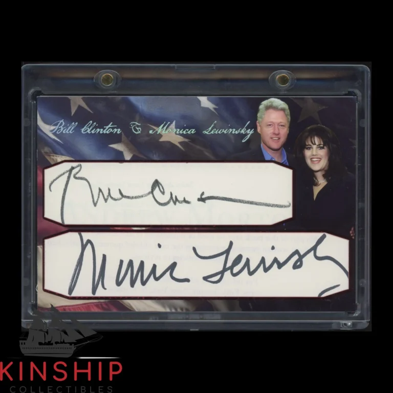 President Bill Clinton & Monica Lewinsky signed Cut Custom Card JSA COA Z2475