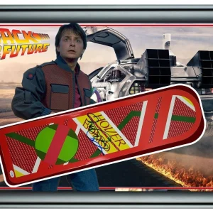 Back To The Future 24x36 Michael J Fox Signed Framed Hoverboard Display