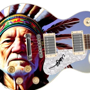 Willie Nelson Signed 1/1 Amazing Artistic Guitar - Custom Graphics JSA