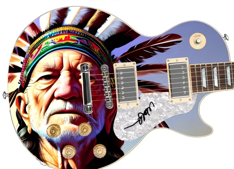 Willie Nelson Signed 1/1 Amazing Artistic Guitar - Custom Graphics JSA