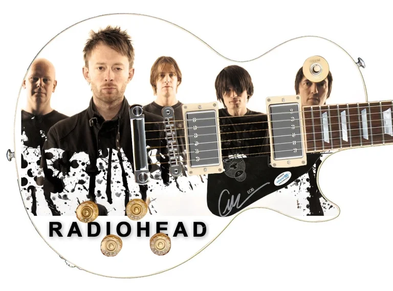 Radiohead Ed O�Brien Signed Custom Graphics 1/1 Photo Guitar ACOA