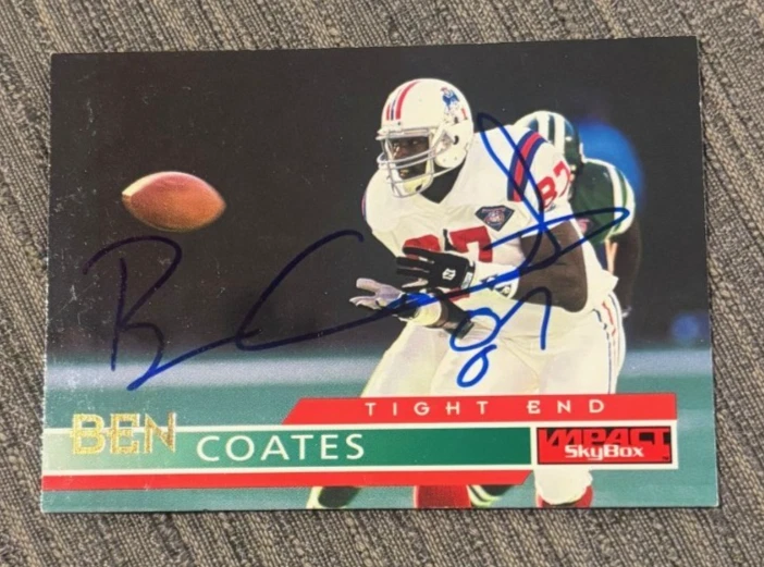 1995 Skybox Impact Ben Coates signed autographed card #94 NEW ENGLAND PATRIOTS