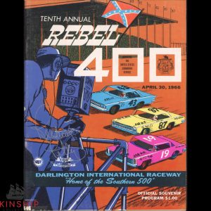 Richard Petty signed 1966 Revel 400 Program JSA COA NASCAR Auto Winner E308