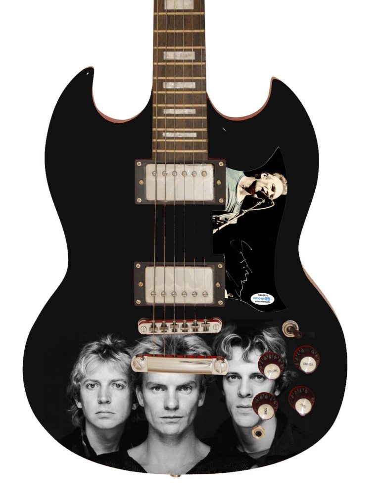 Sting Signed Autographed Photo Graphics Guitar ACOA ACOA