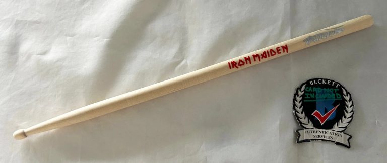 Nicko McBrain Signed Drumstick Iron Maiden Beckett BAS 6 COA