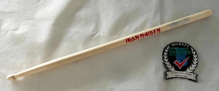 Nicko McBrain Signed Drumstick Iron Maiden Beckett BAS 4 COA