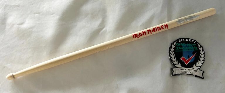 Nicko McBrain Signed Drumstick Iron Maiden Beckett BAS 2 COA