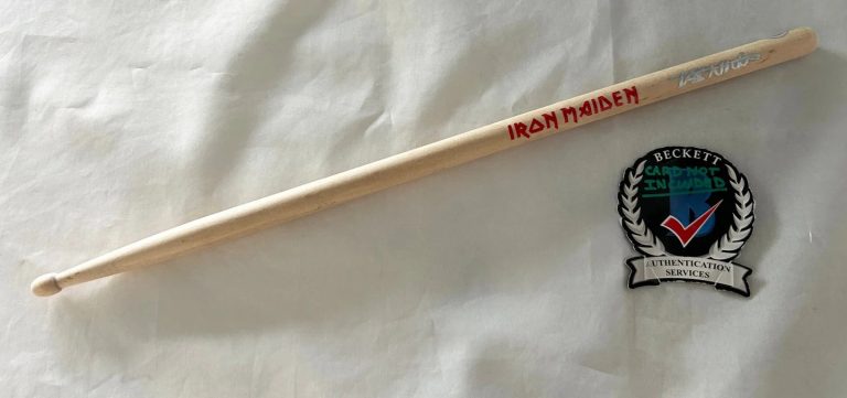 Nicko McBrain Signed Drumstick Iron Maiden Beckett BAS 1 COA