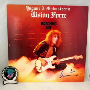 Yngwie Malmsteen Signed Vinyl LP Album Rising Force Marching Out Beckett BAS COA